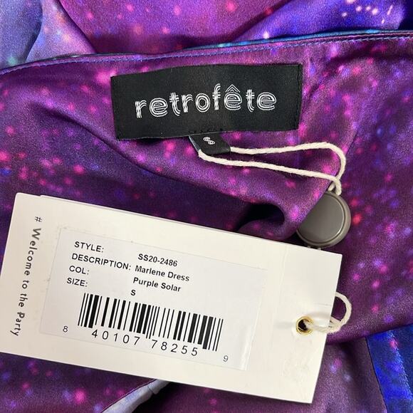 Retrofete Purple Solar Marlene Silk Cowl Neck Maxi Dress Size Small - Picture 7 of 8